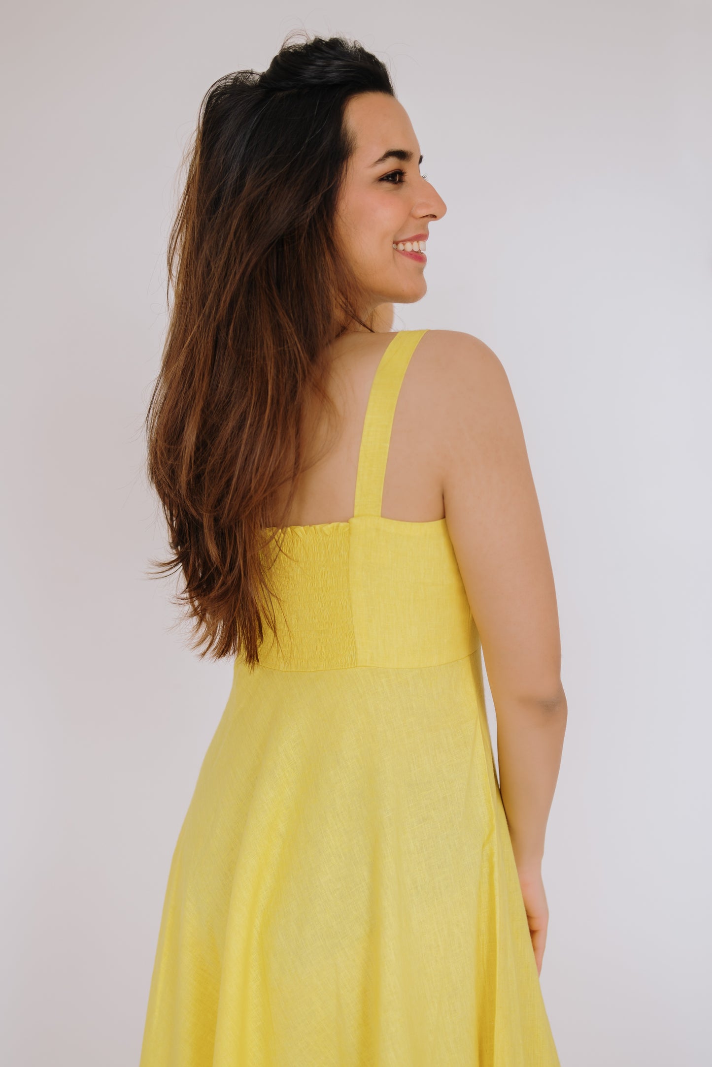 THE SUNFLOWER LINEN DRESS