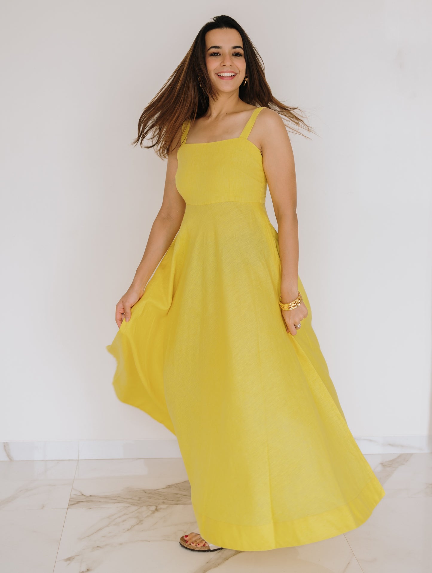 THE SUNFLOWER LINEN DRESS