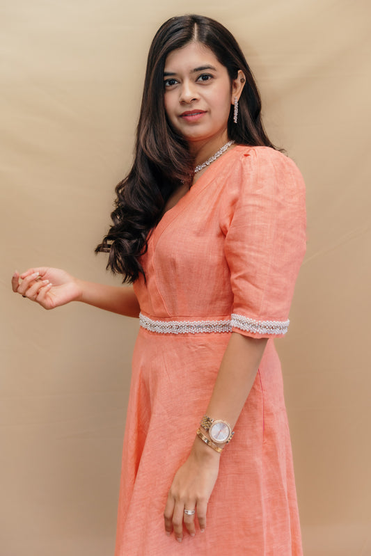 SURYA ANARKALI LINEN DRESS