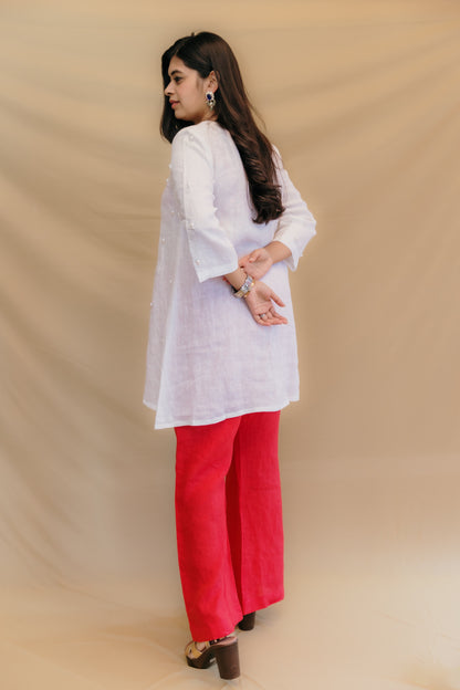 SHUBHRA LINEN PEARL KURTI SET